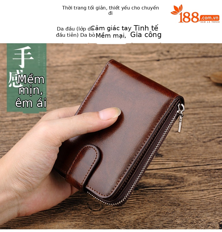 Ví card holder nam da bò nhiều ngăn đựng thẻ và bằng lái chi tiết 3