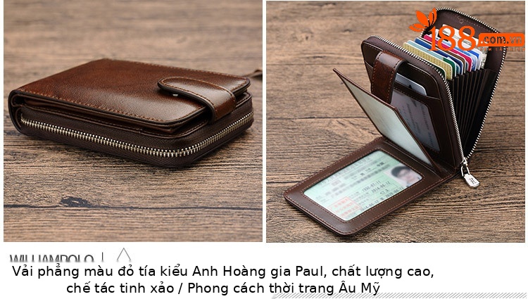 Ví card holder nam da bò nhiều ngăn đựng thẻ và bằng lái chi tiết 9