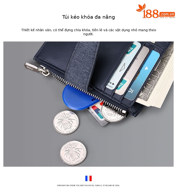 Ví da bò nam nhiều khe thẻ Hoàng Đế Paul chi tiết 4