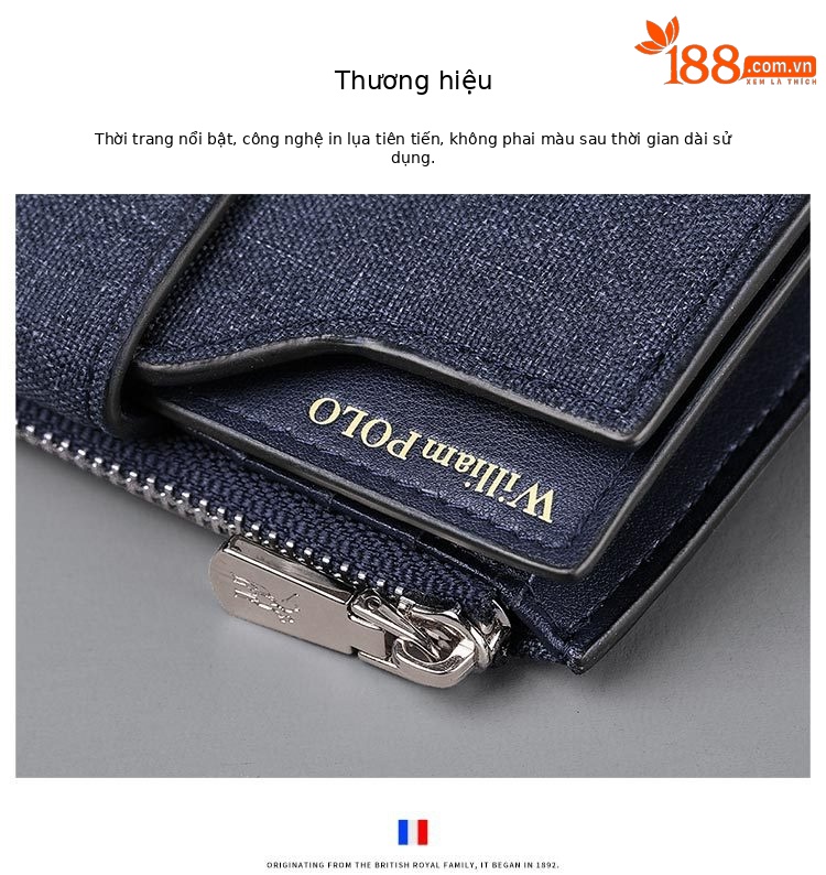 Ví da bò nam nhiều khe thẻ Hoàng Đế Paul chi tiết 5