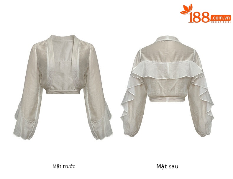 Áo khoác cardigan nữ ngắn tay mỏng nhẹ chống nắng du lịch phong cách phương Tây — [Đen], [Trắng], [Kaki] chi tiết 4