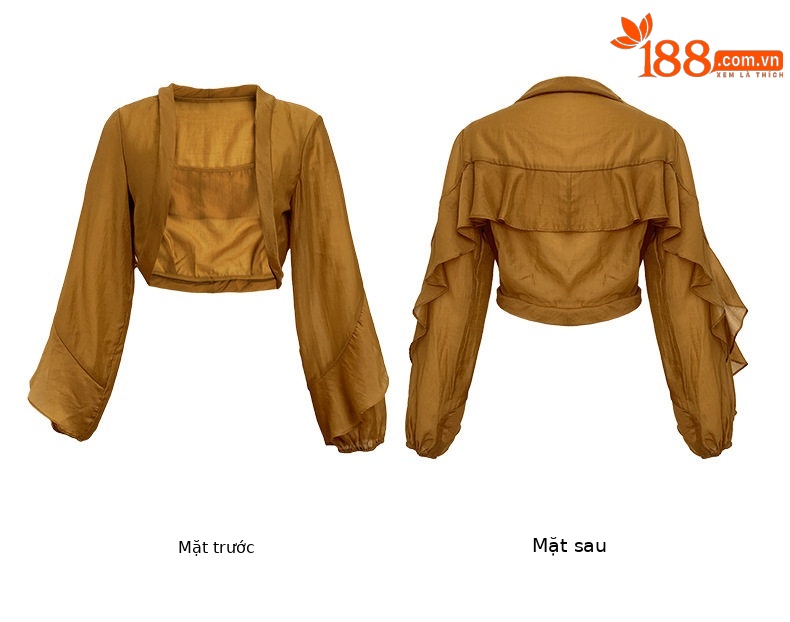 Áo khoác cardigan nữ ngắn tay mỏng nhẹ chống nắng du lịch phong cách phương Tây — [Đen], [Trắng], [Kaki] chi tiết 6