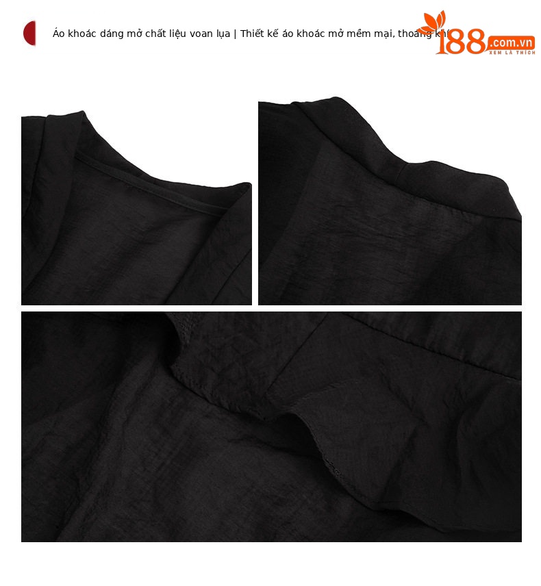 Áo khoác cardigan nữ ngắn tay mỏng nhẹ chống nắng du lịch phong cách phương Tây — [Đen], [Trắng], [Kaki] chi tiết 7