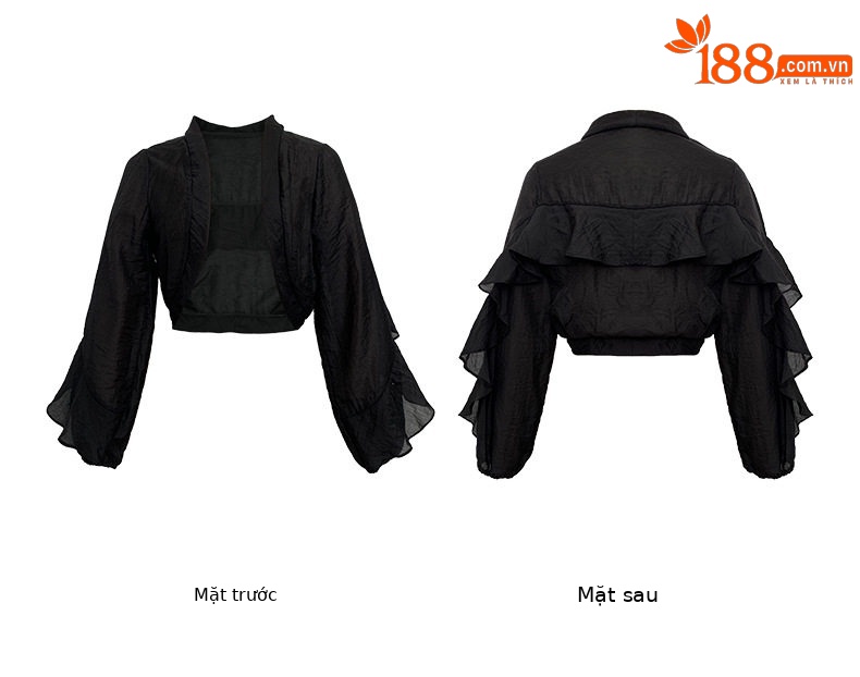 Áo khoác cardigan nữ ngắn tay mỏng nhẹ chống nắng du lịch phong cách phương Tây — [Đen], [Trắng], [Kaki] chi tiết 8