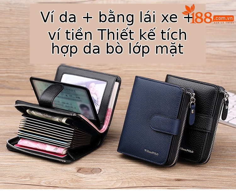 Ví nam da bò dọc nhiều ngăn thẻ Emperor Paul chi tiết 1