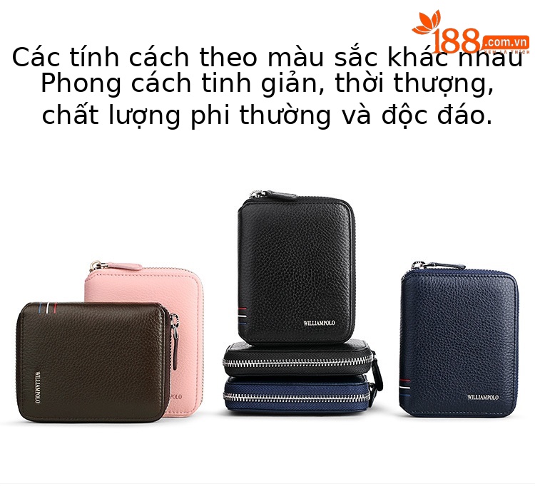 Ví nam da bò ngắn dây kéo Hoàng Đế Paul chi tiết 1