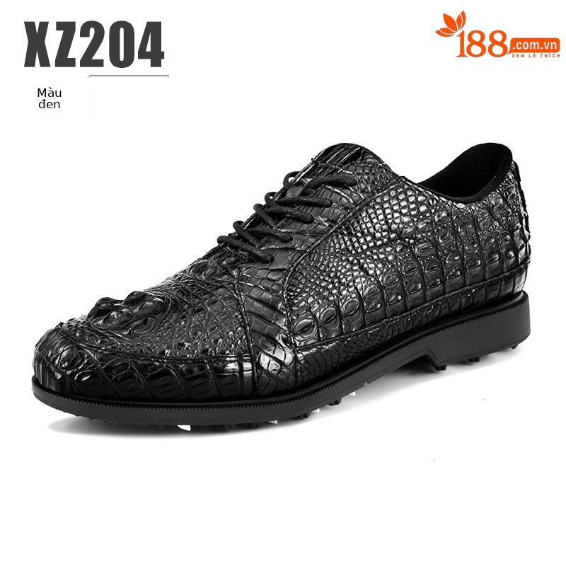 Giày golf nam da cá sấu không thấm nước đế đinh dẻo — XZ204-Đen