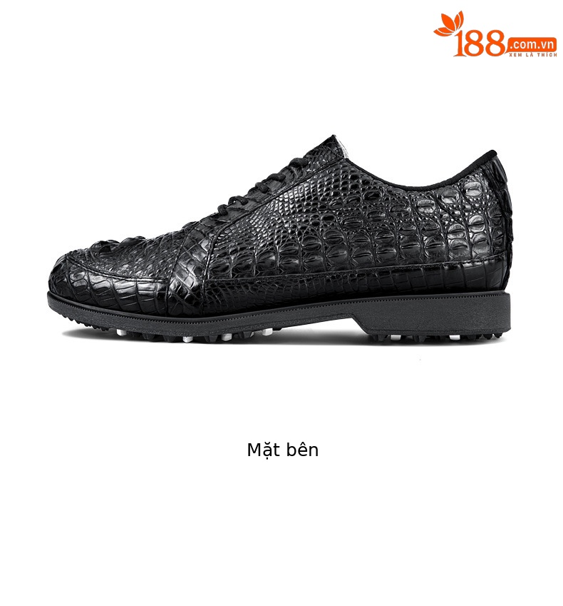 Giày golf nam da cá sấu không thấm nước đế đinh dẻo — XZ204-Đen chi tiết 14