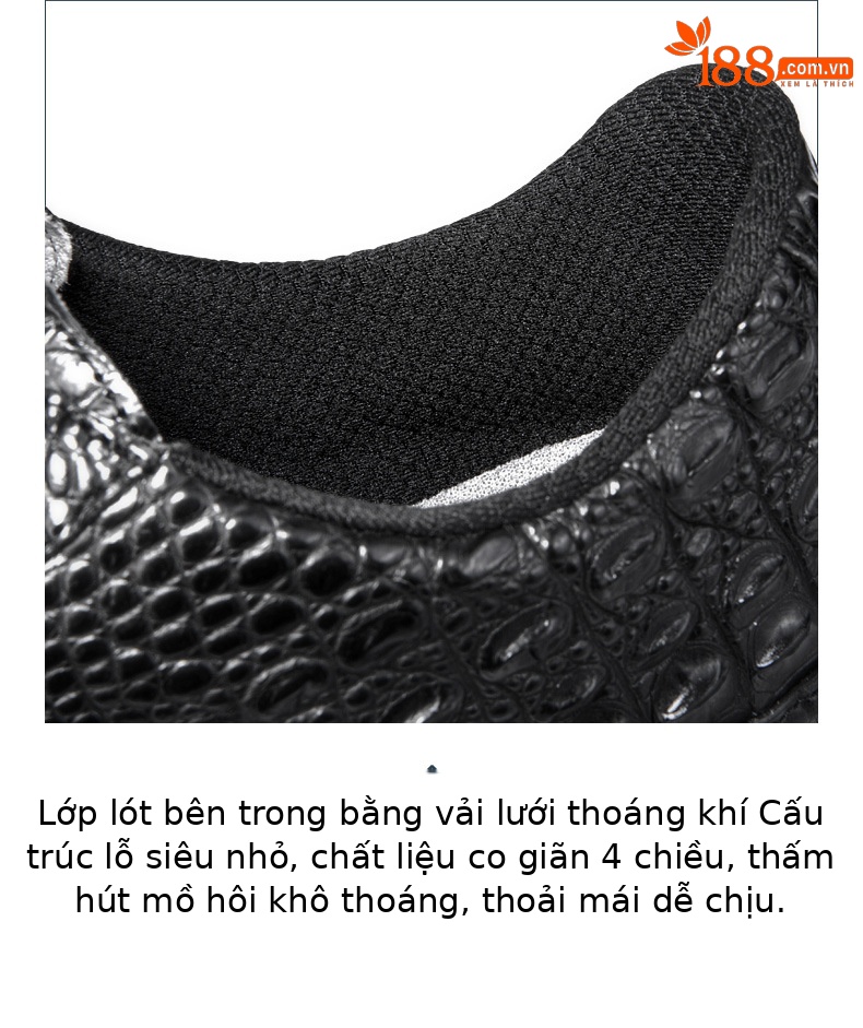 Giày golf nam da cá sấu không thấm nước đế đinh dẻo — XZ204-Đen chi tiết 20