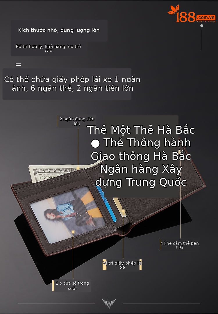 Ví nam da thật Emperor Paul kiểu ngắn 2024 mới cao cấp chính hãng, đựng thẻ chi tiết 7