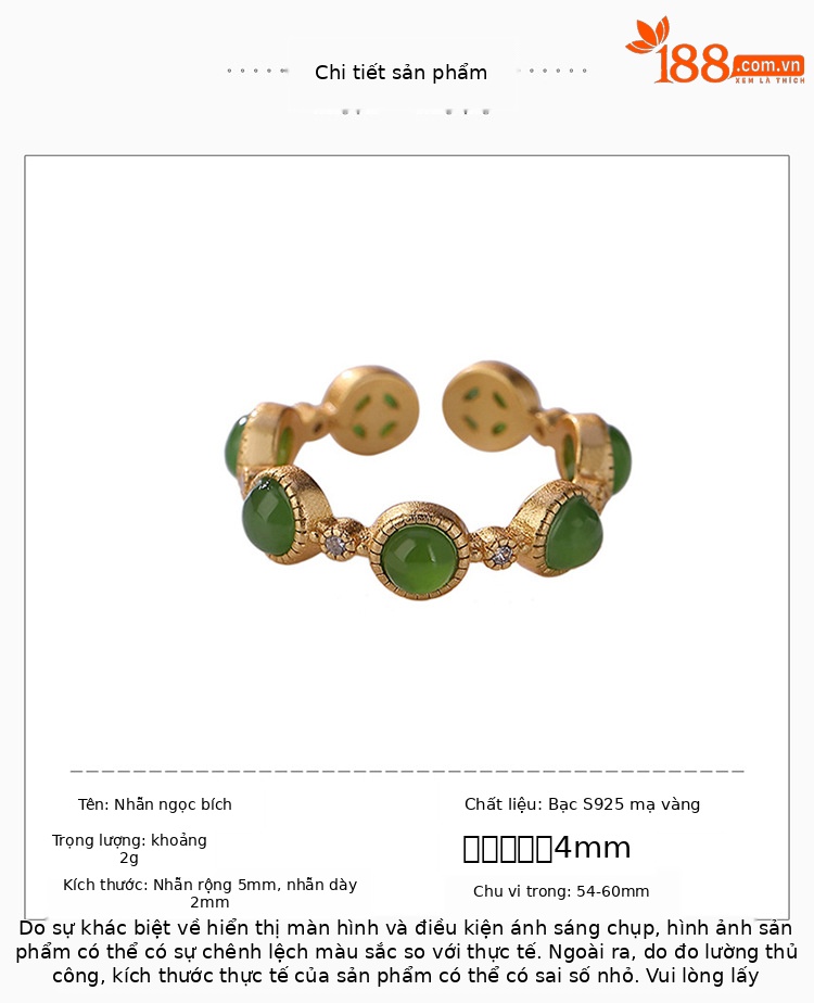 Nhẫn nữ bạc S925 mạ vàng đính đá mã não đỏ hình ngôi sao — Nam đỏ cổ phương pháp Mẫu Vàng chi tiết 2