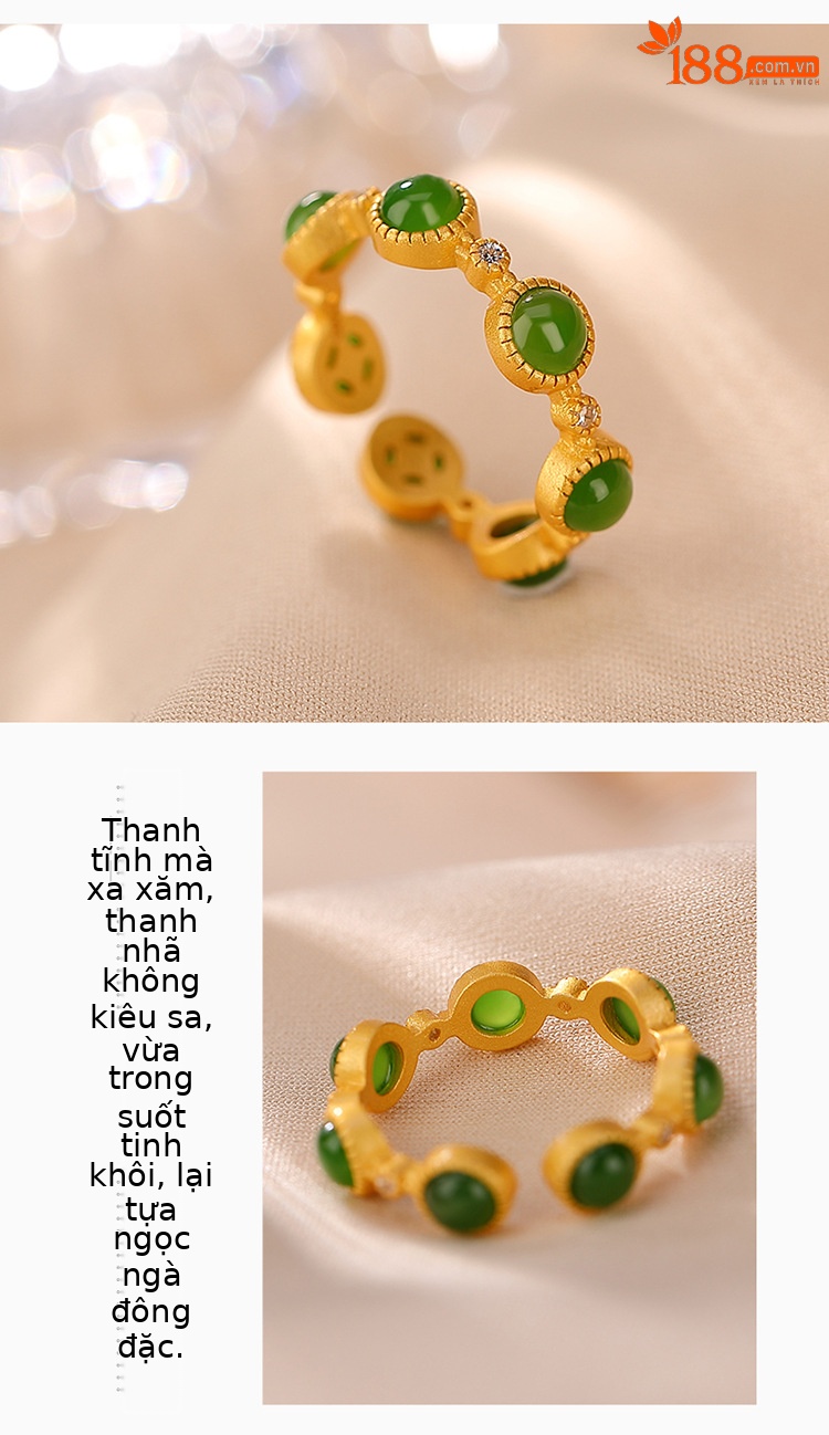 Nhẫn nữ bạc S925 mạ vàng đính đá mã não đỏ hình ngôi sao — Nam đỏ cổ phương pháp Mẫu Vàng chi tiết 3