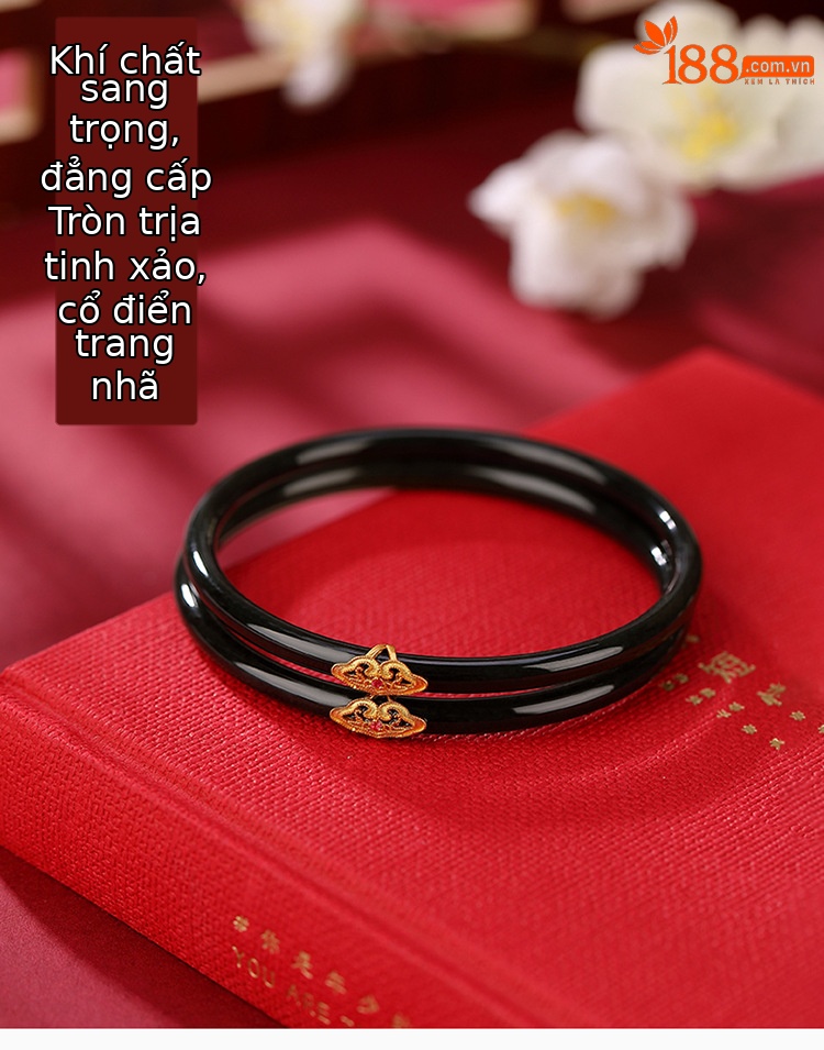 Vòng tay ngọc bích Hetian tự nhiên họa tiết hươu bạc S925 mạ vàng phong cách cổ điển — Đường kính trong 62mm (đơn), Đường kính trong 56mm (đơn), Đường kính trong 58mm (đơn), Đường kính trong 64mm (đơn) chi tiết 1