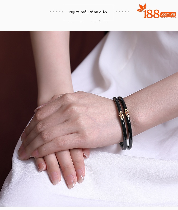 Vòng tay ngọc bích Hetian tự nhiên họa tiết hươu bạc S925 mạ vàng phong cách cổ điển — Đường kính trong 62mm (đơn), Đường kính trong 56mm (đơn), Đường kính trong 58mm (đơn), Đường kính trong 64mm (đơn) chi tiết 4