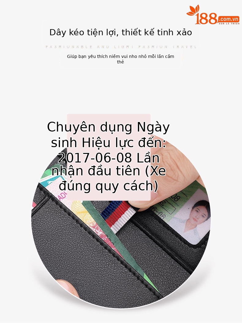 Ví nam da bò dệt hoa văn siêu mỏng ngắn kèm hộp quà chi tiết 5