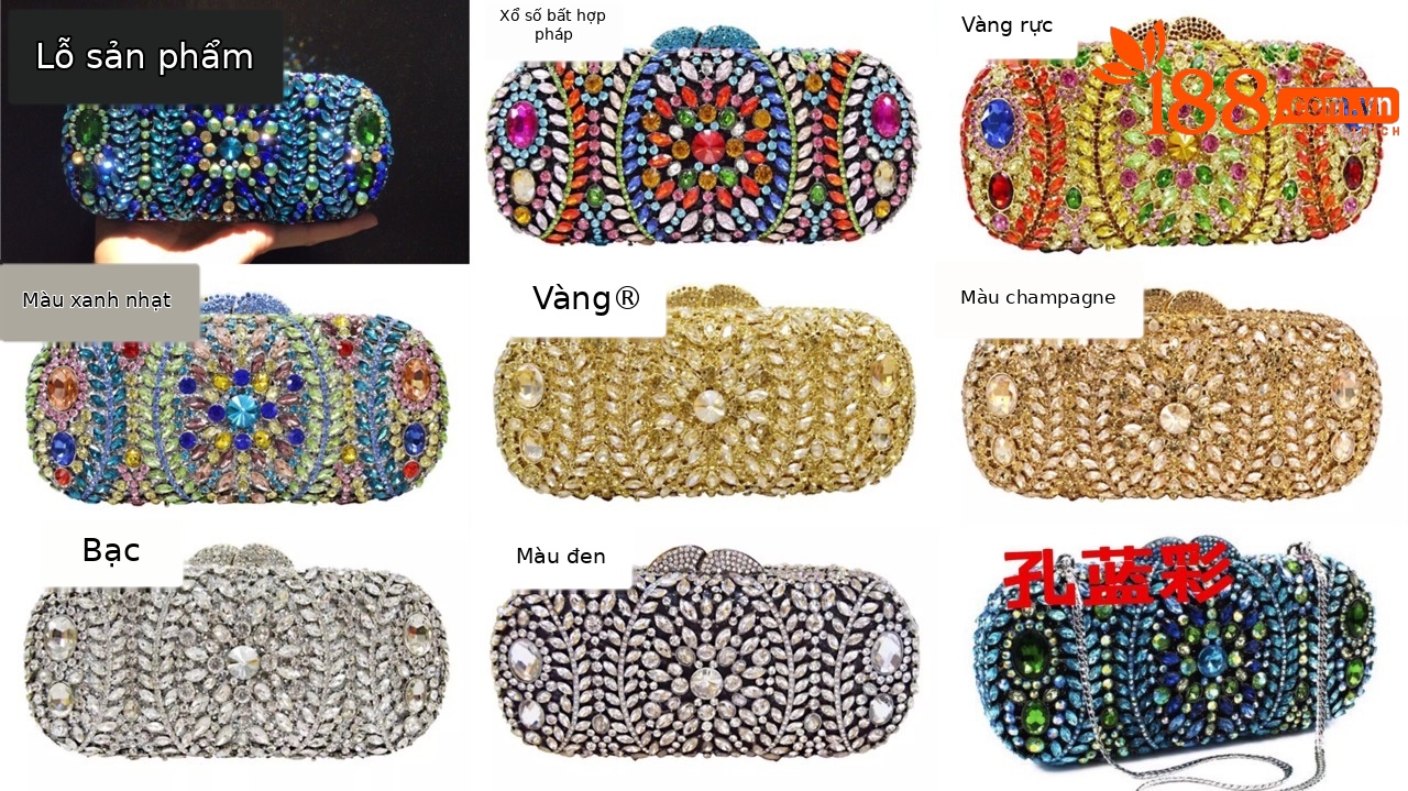 Túi clutch dạ hội nữ đính kim cương sang trọng — Màu Sâm panh