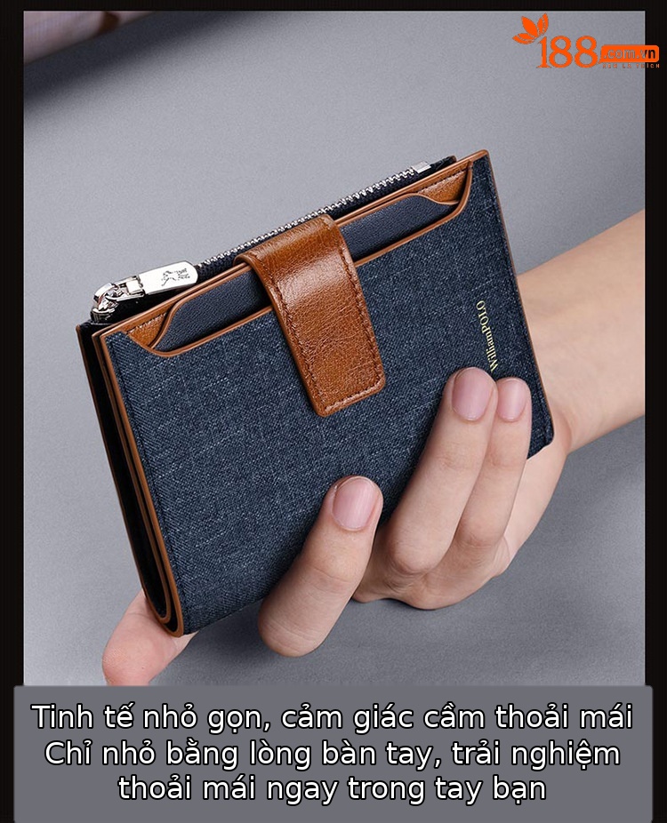 Ví nam ngắn đa năng nhiều thẻ đựng tiền xu thời trang chi tiết 7