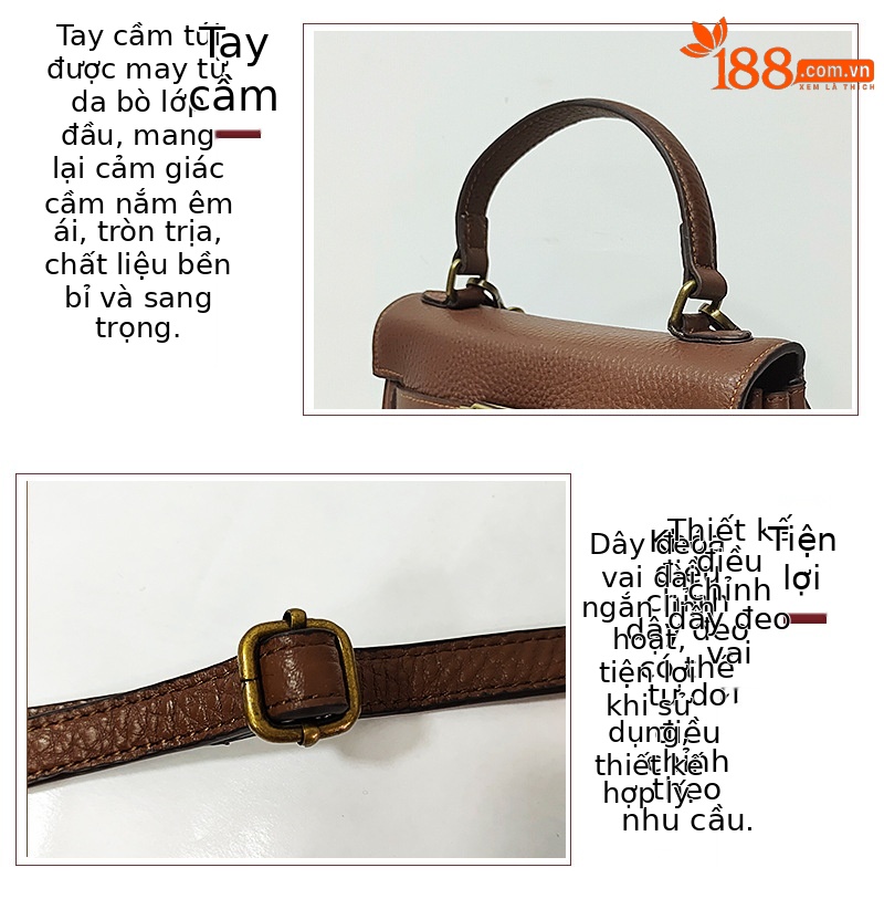 Ba lô nữ mini da bò thật họa tiết vải thiều — Màu xanh lam, Màu đen chi tiết 12