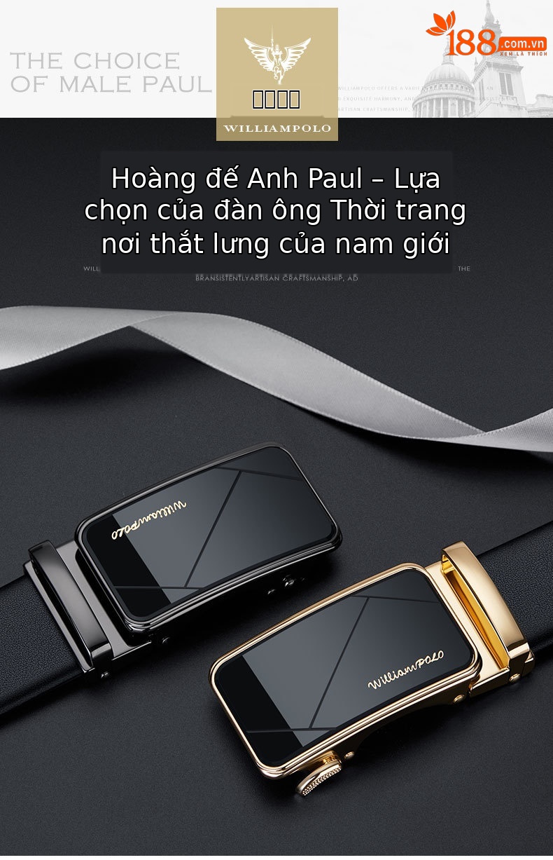 Thắt lưng da bò hai lớp nam khóa tự động gương Emperor Paul — 120cm, 130cm, 110cm, 125cm chi tiết 1