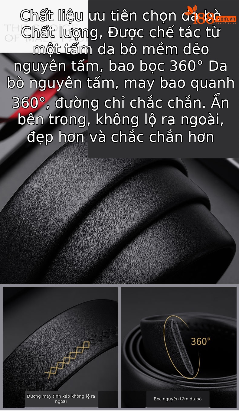 Thắt lưng nam da bò thật khóa tự động Emperor Paul, phong cách trẻ trung đa năng — 120cm, 130cm, 110cm, 125cm chi tiết 7