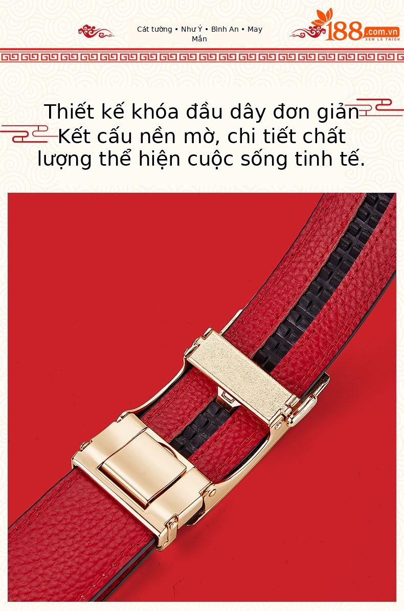 Thắt lưng da bò thật nam khóa tự động cao cấp — 120cm, 130cm, 110cm, 125cm chi tiết 5