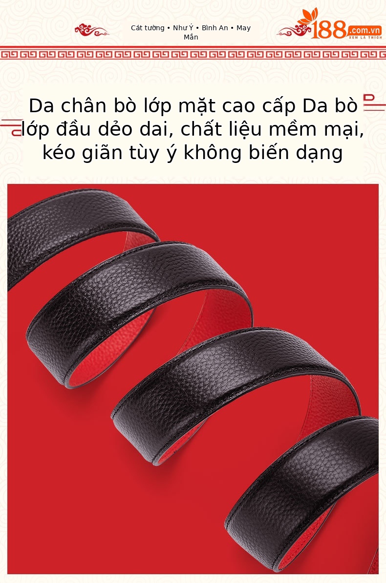Thắt lưng da bò thật nam khóa tự động cao cấp — 120cm, 130cm, 110cm, 125cm chi tiết 6