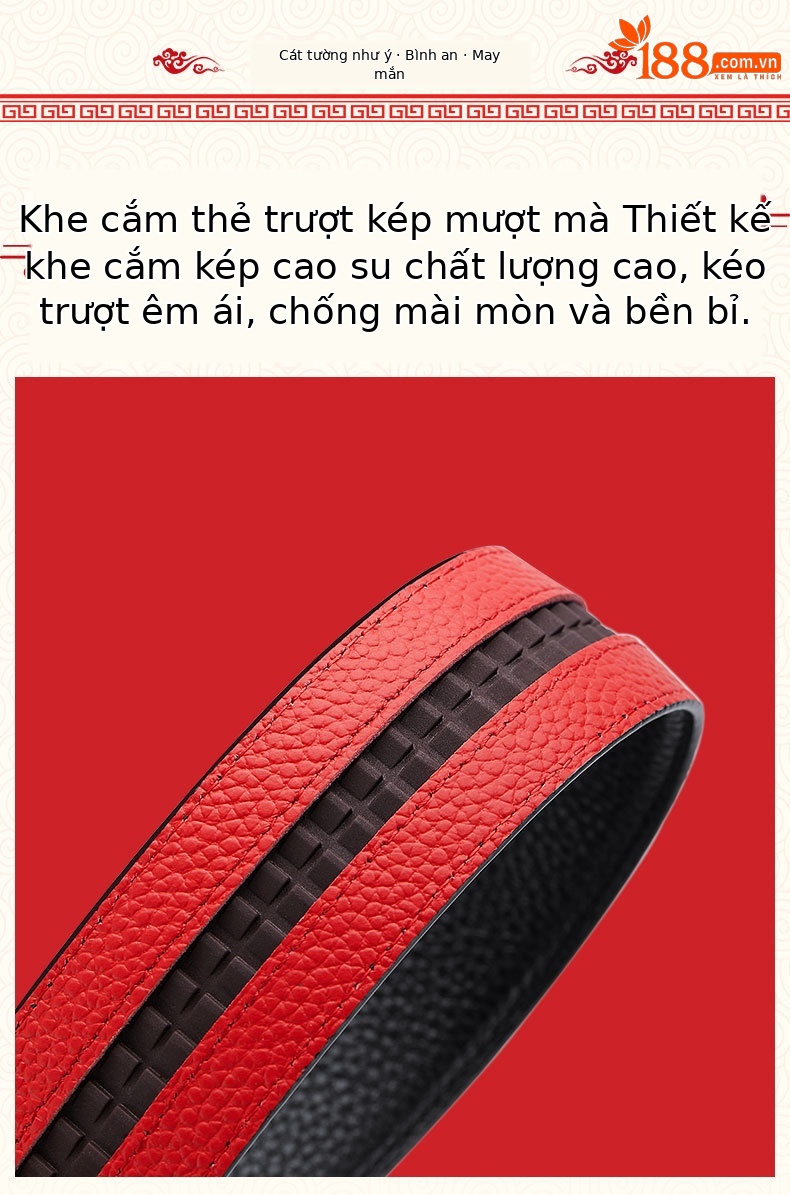 Thắt lưng da bò thật nam khóa tự động cao cấp — 120cm, 130cm, 110cm, 125cm chi tiết 7