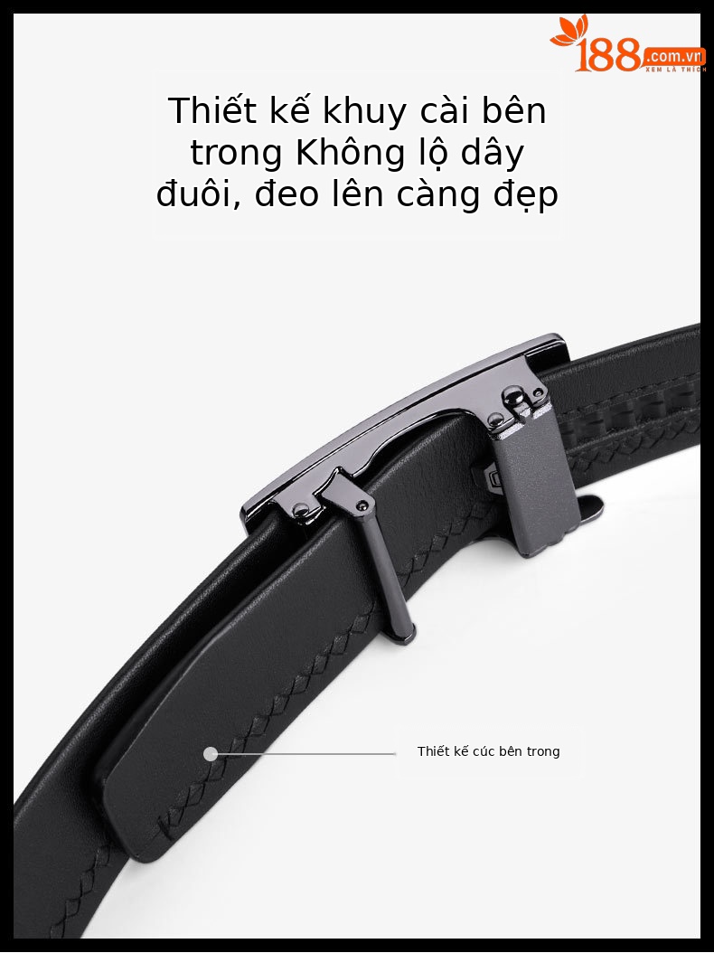 Thắt lưng da bò nam tự động khóa kim, dây lưng da thật công sở cao cấp — 120cm, 130cm, 110cm, 125cm chi tiết 6