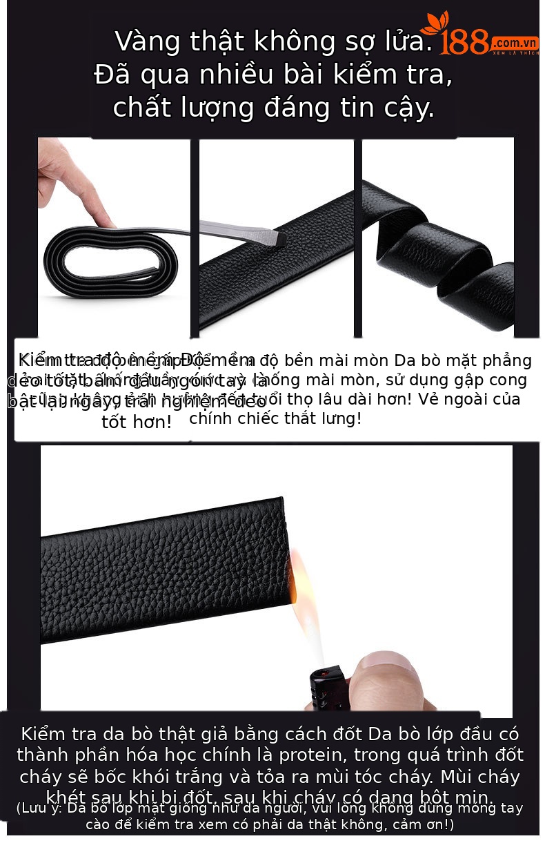 Thắt lưng da bò thật cao cấp khóa tự động nam doanh nhân — 120cm, 130cm, 110cm, 125cm chi tiết 7