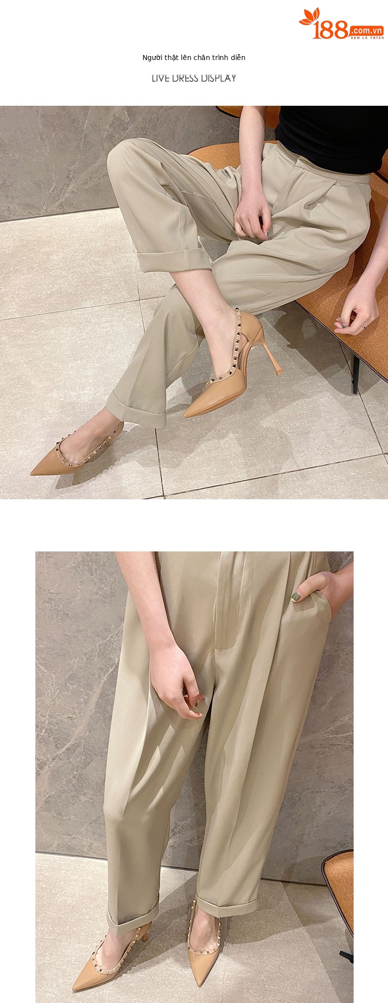 Sandal cao gót mũi nhọn gợi cảm kiểu Pháp, gót 9 cm — Màu trắng gạo 9CM chi tiết 2