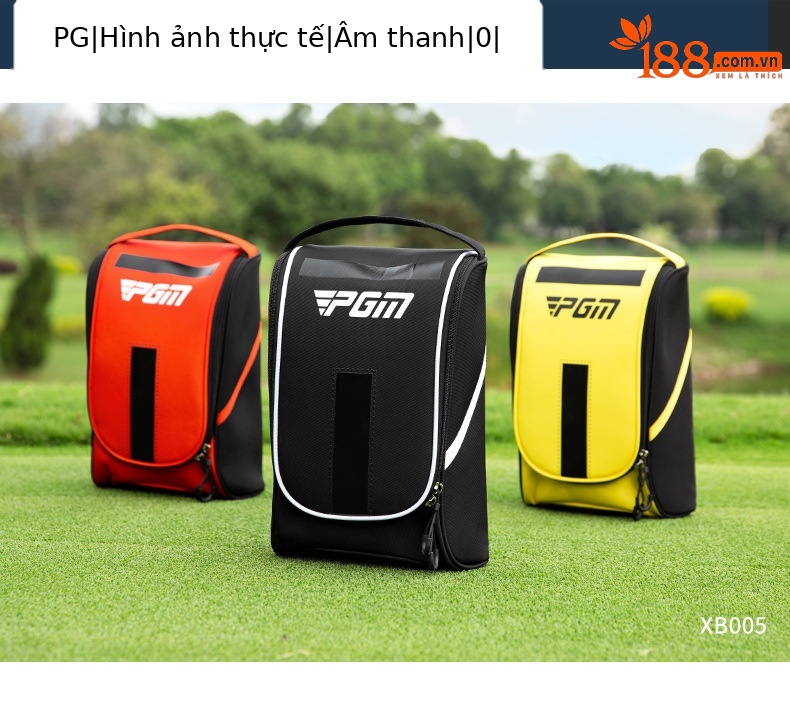 Túi đựng giày golf PGM xách tay chống nước, phong cách Hàn Quốc, kích thước 19x11x32 cm — XB005-Màu đen, XB005-Đen đỏ, XB005-màu vàng huỳnh quang Đen chi tiết 7
