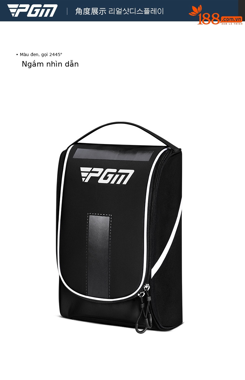 Túi đựng giày golf PGM xách tay chống nước, phong cách Hàn Quốc, kích thước 19x11x32 cm — XB005-Màu đen, XB005-Đen đỏ, XB005-màu vàng huỳnh quang Đen chi tiết 10