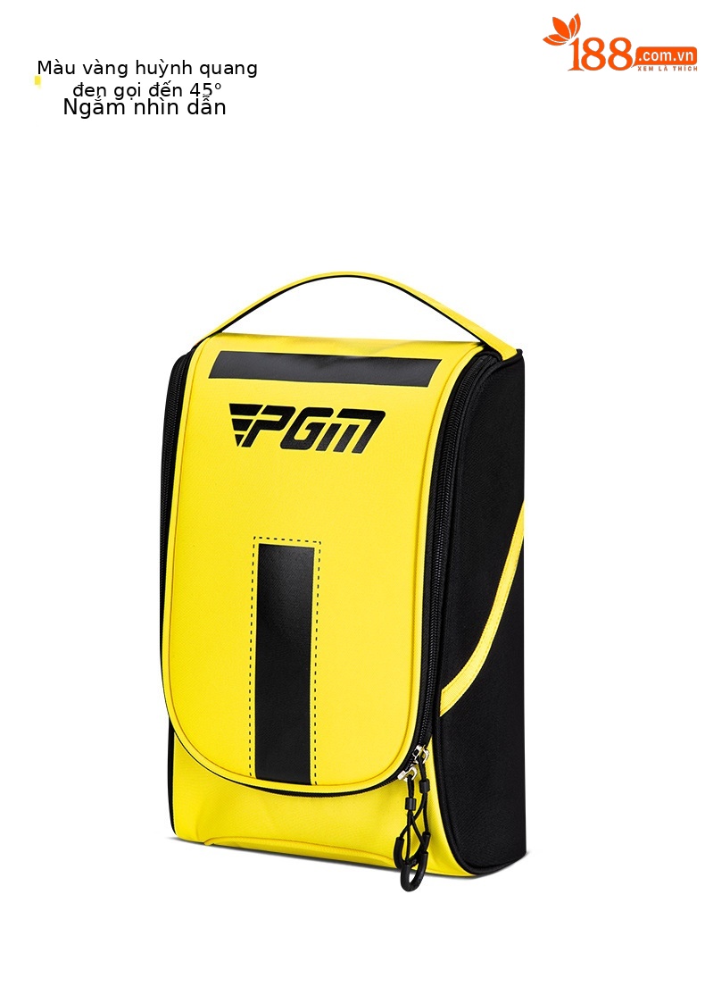 Túi đựng giày golf PGM xách tay chống nước, phong cách Hàn Quốc, kích thước 19x11x32 cm — XB005-Màu đen, XB005-Đen đỏ, XB005-màu vàng huỳnh quang Đen chi tiết 16