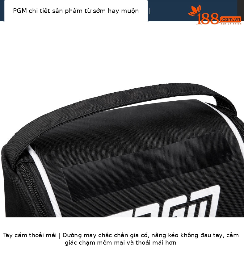 Túi đựng giày golf PGM xách tay chống nước, phong cách Hàn Quốc, kích thước 19x11x32 cm — XB005-Màu đen, XB005-Đen đỏ, XB005-màu vàng huỳnh quang Đen chi tiết 19