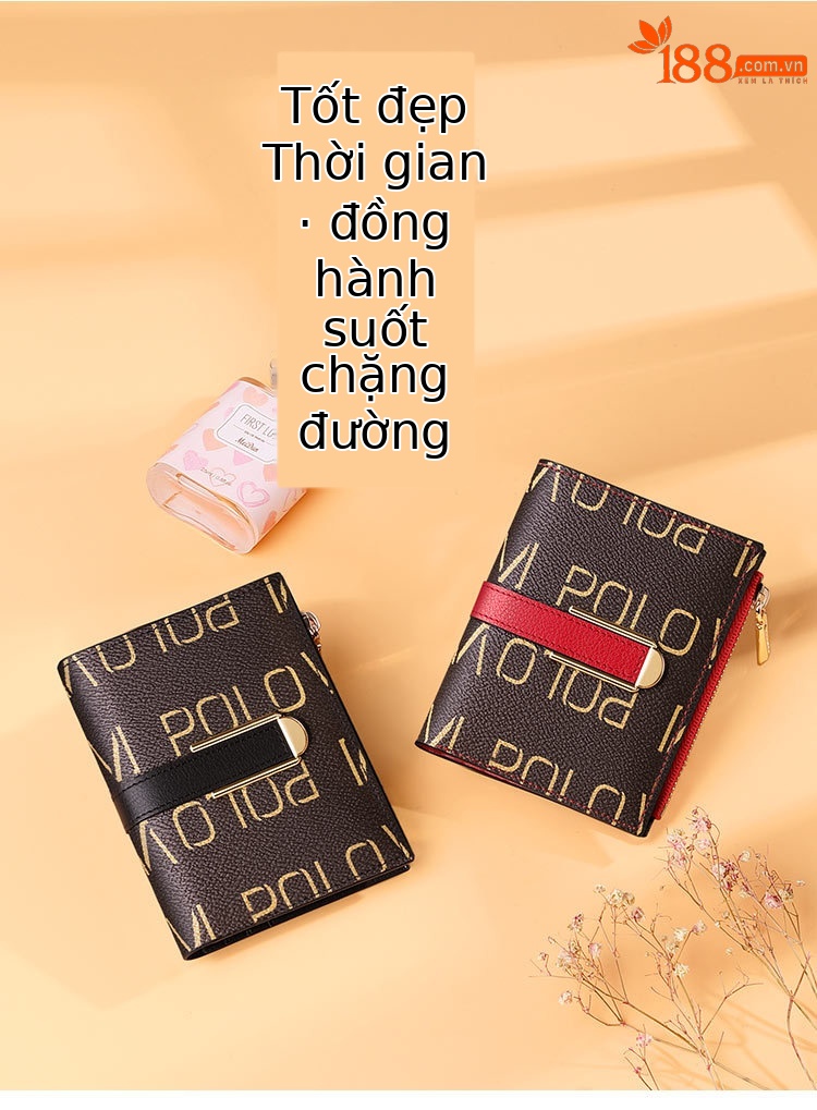 Ví ngắn nữ Emperor Paul siêu mỏng khóa gập chi tiết 2