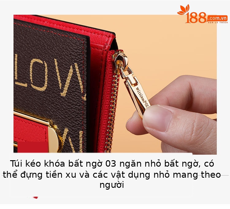 Ví ngắn nữ Emperor Paul siêu mỏng khóa gập chi tiết 8