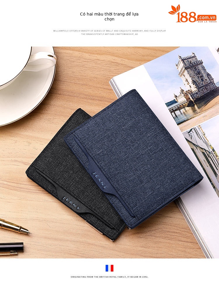 Ví nam gập mini canvas Emperor Paul chống mài mòn chi tiết 2