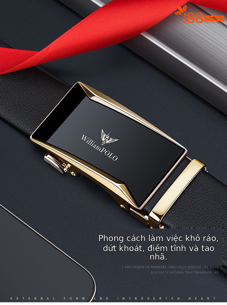 Thắt lưng da bò thật nam Emperor Paul khóa tự động da bò lớp trên cùng — 120cm, 130cm, 110cm, 125cm chi tiết 2