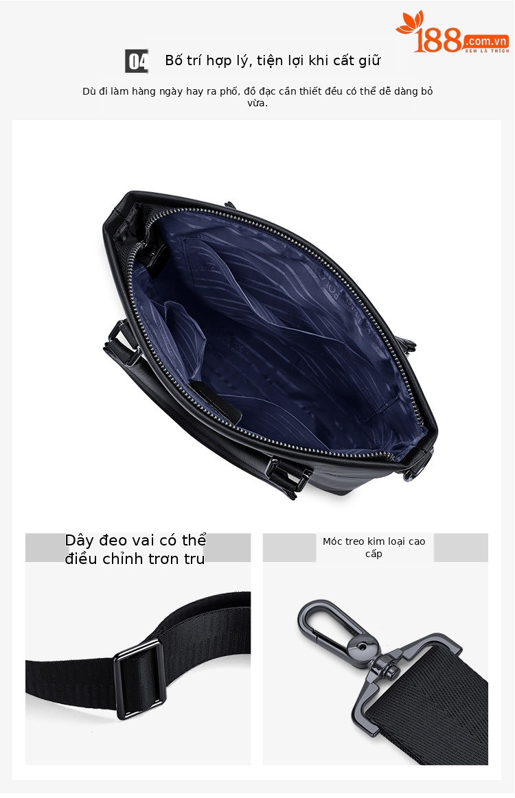 Cặp da bò công sở nam nhiều ngăn đệm laptop chi tiết 6