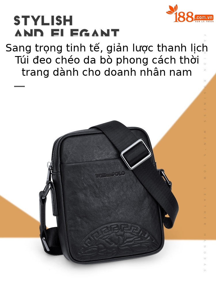 Túi đeo chéo nam Emperor Paul dáng vuông nhỏ công sở giản dị chi tiết 1