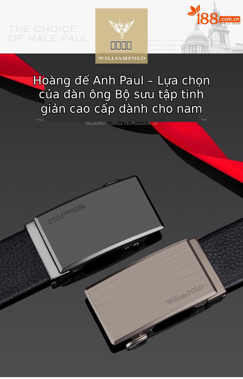 Thắt lưng da bò thật khóa tự động hợp kim Nam Emperor Paul — 120cm, 130cm, 110cm, 125cm chi tiết 1