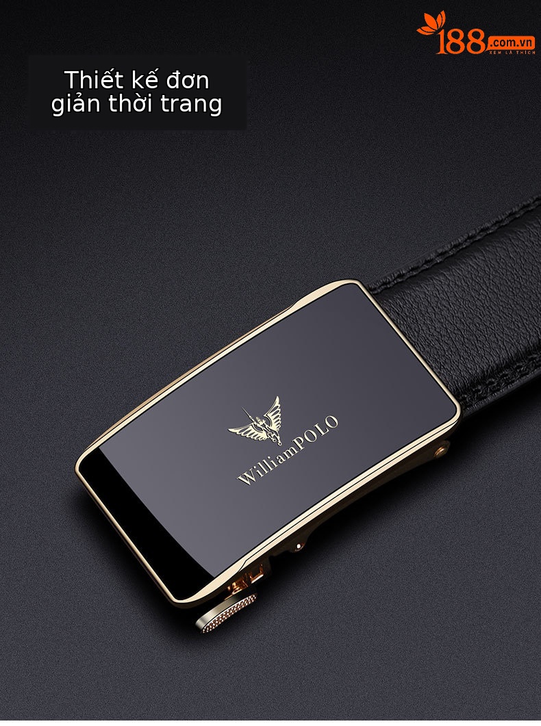Thắt lưng da bò thật khóa tự động nam cao cấp Emperor Paul – phong cách công sở, dễ phối đồ — 120cm, 130cm, 110cm, 125cm chi tiết 4
