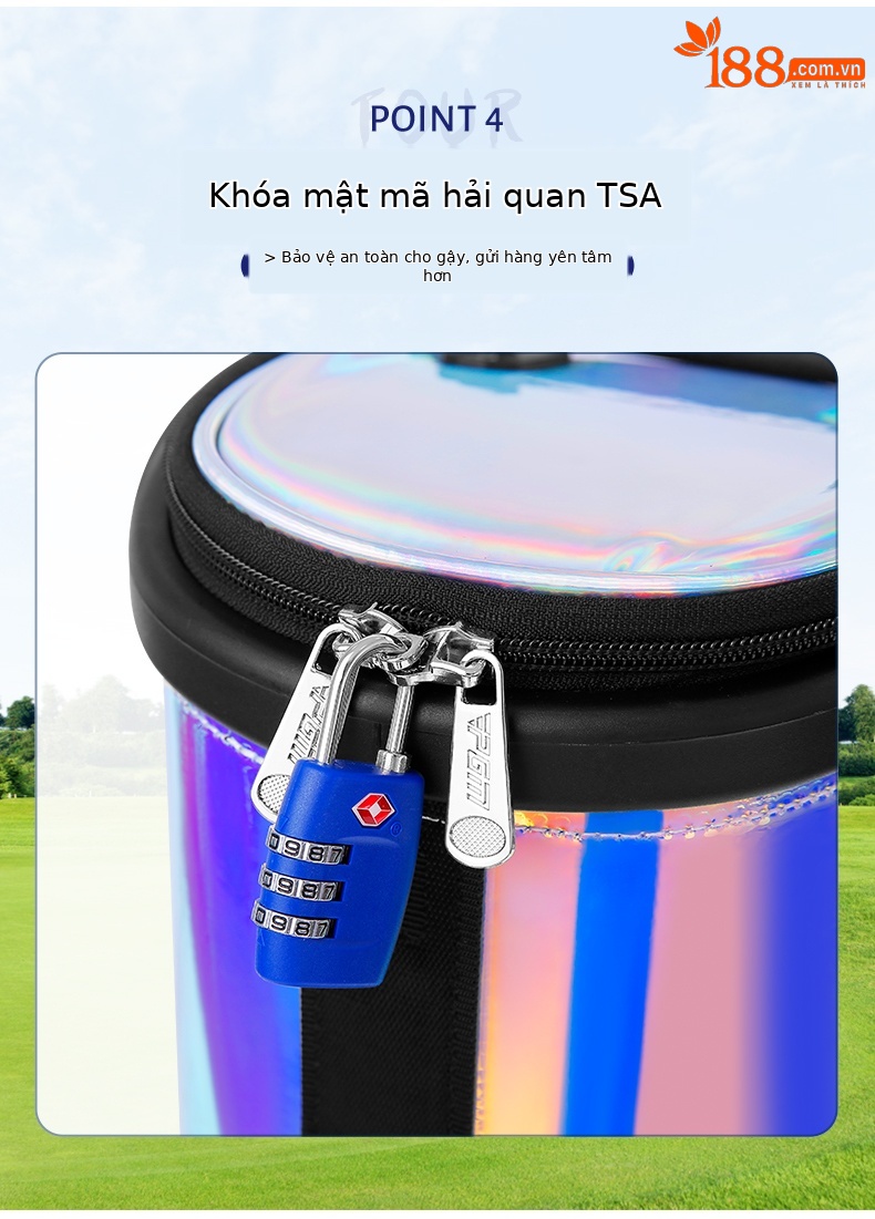 Túi golf PGM bảy màu chống nước bốn bánh đẩy phẳng kính thiên văn — QB122-bảy màu, QB122-Màu đen chi tiết 5
