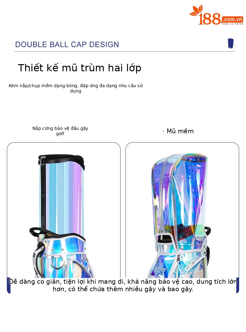 Túi golf PGM bảy màu chống nước bốn bánh đẩy phẳng kính thiên văn — QB122-bảy màu, QB122-Màu đen chi tiết 20