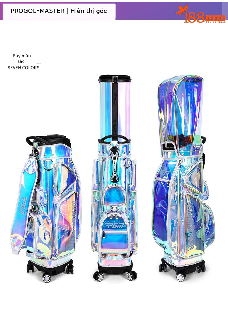 Túi golf PGM bảy màu chống nước bốn bánh đẩy phẳng kính thiên văn — QB122-bảy màu, QB122-Màu đen chi tiết 29