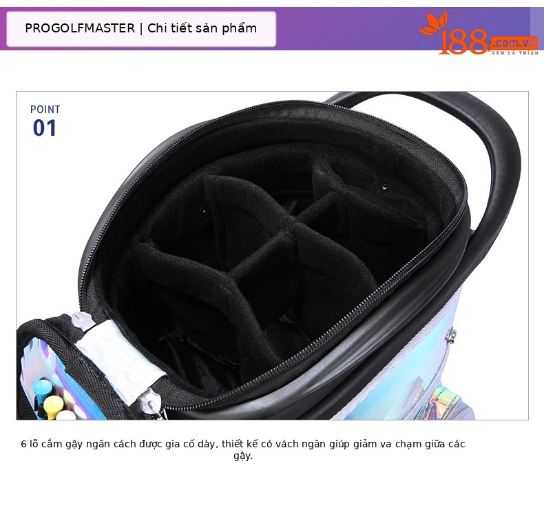 Túi golf PGM bảy màu chống nước bốn bánh đẩy phẳng kính thiên văn — QB122-bảy màu, QB122-Màu đen chi tiết 32