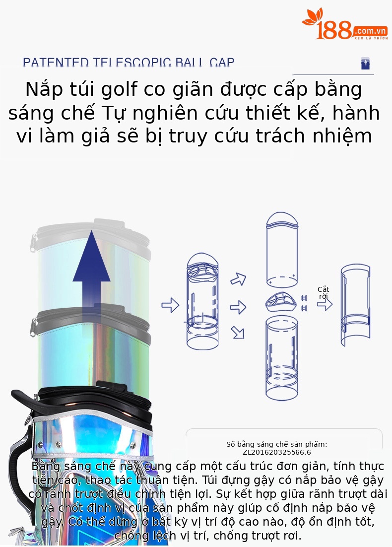 Túi golf PGM bảy màu chống nước bốn bánh đẩy phẳng kính thiên văn — QB122-bảy màu, QB122-Màu đen chi tiết 19