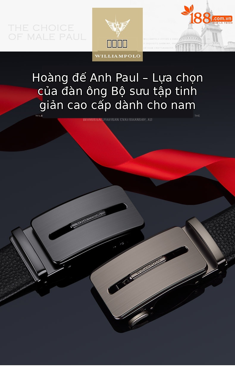 Thắt lưng da bò thật nam khóa tự động Hoàng Đế Paul — 120cm, 130cm, 110cm, 125cm chi tiết 1