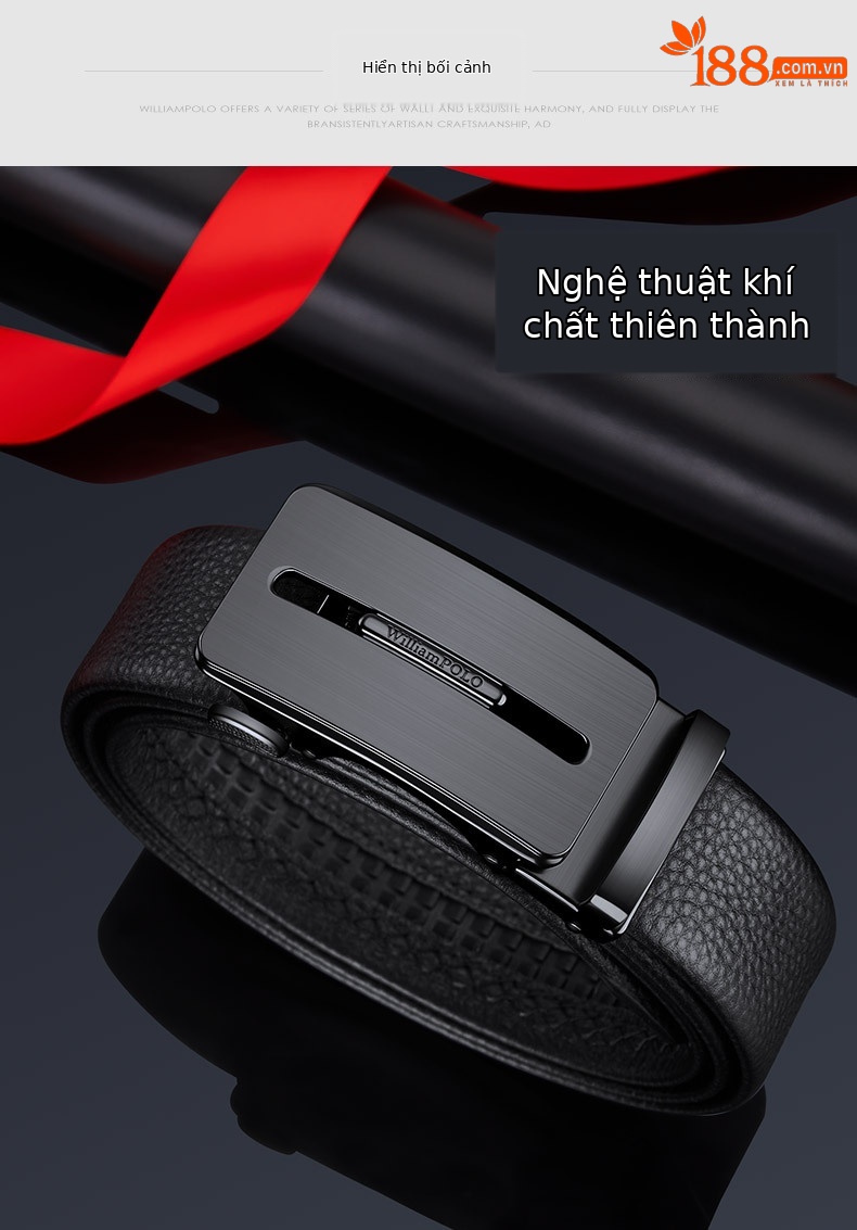 Thắt lưng da bò thật nam khóa tự động Hoàng Đế Paul — 120cm, 130cm, 110cm, 125cm chi tiết 11