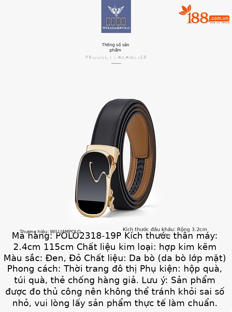 Thắt lưng nữ da bò thật khóa tự động Emperor Paul phong cách thành thị — 120cm, 100cm, 110cm, 115cm chi tiết 8